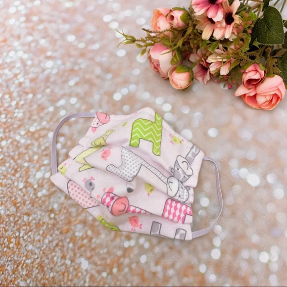 Other - Child/girls fabric face mask filter pocket pink